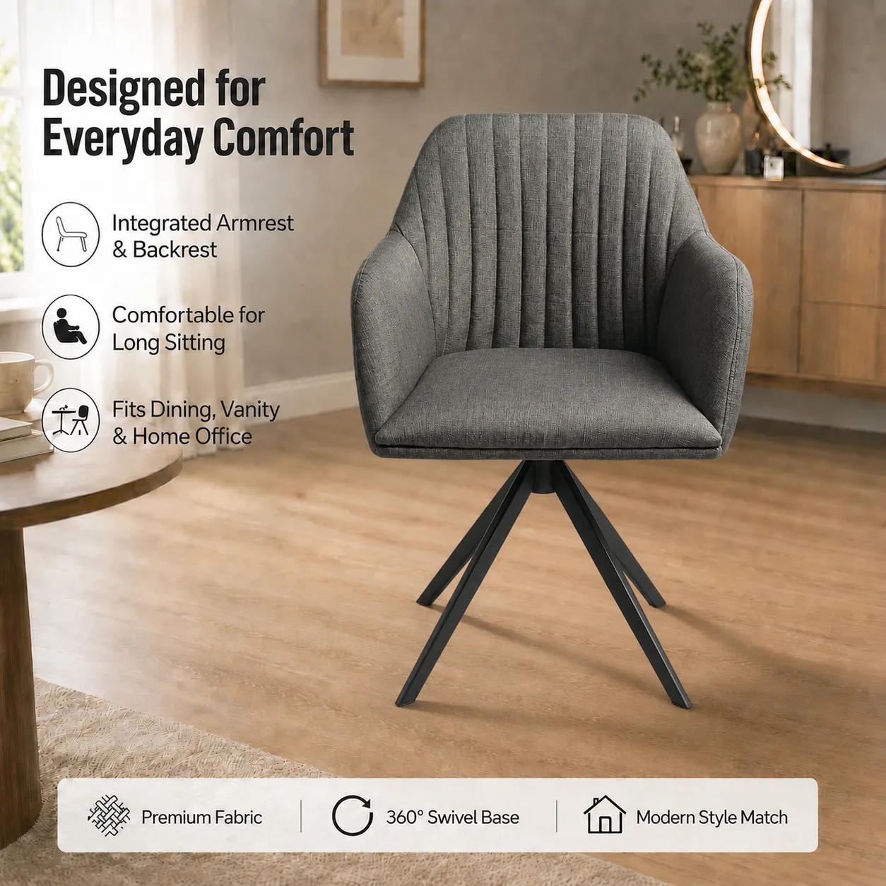 Modern Linen Accent Chair with Upholstered Armrest Modern Linen Accent Chair with Upholstered Armrest