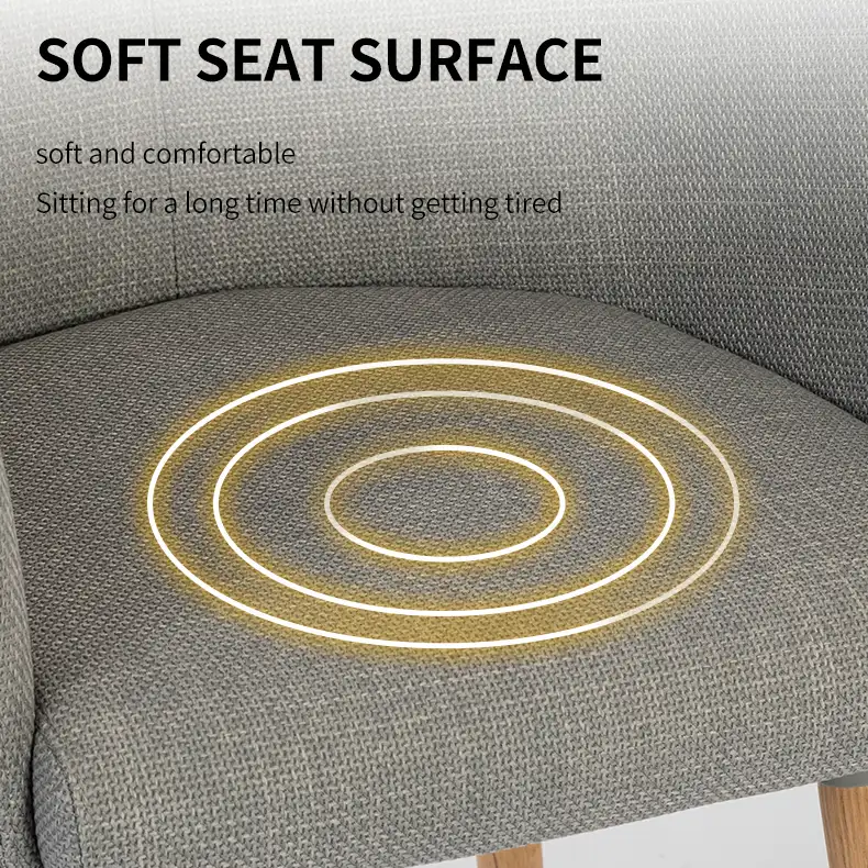 Modern Linen Fabric Dining Chair with Wooden Legs Modern Linen Fabric Dining Chair with Wooden Legs