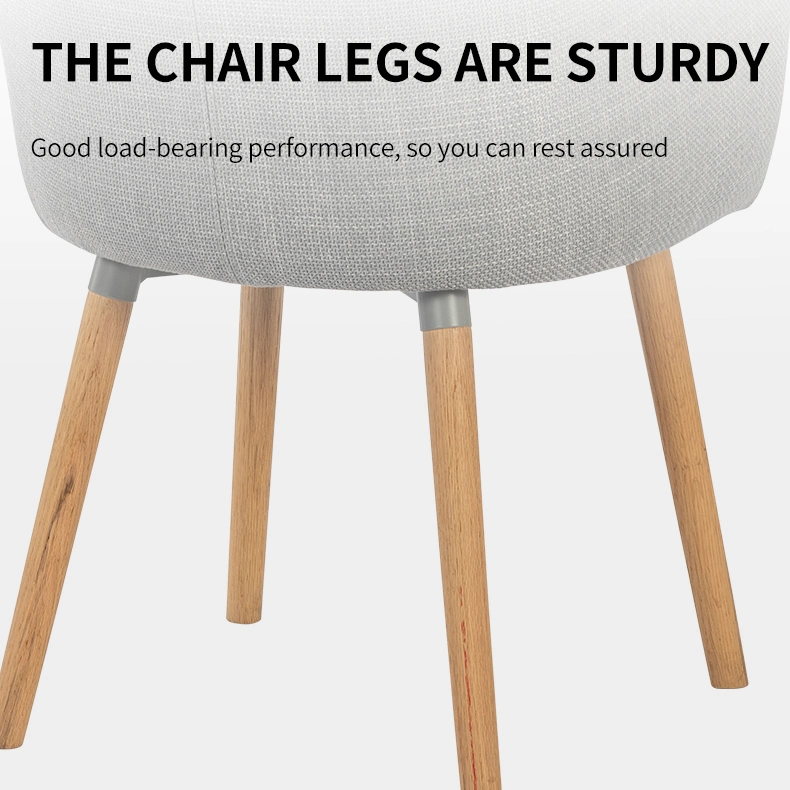 Modern Linen Fabric Dining Chair with Wooden Legs Modern Linen Fabric Dining Chair with Wooden Legs