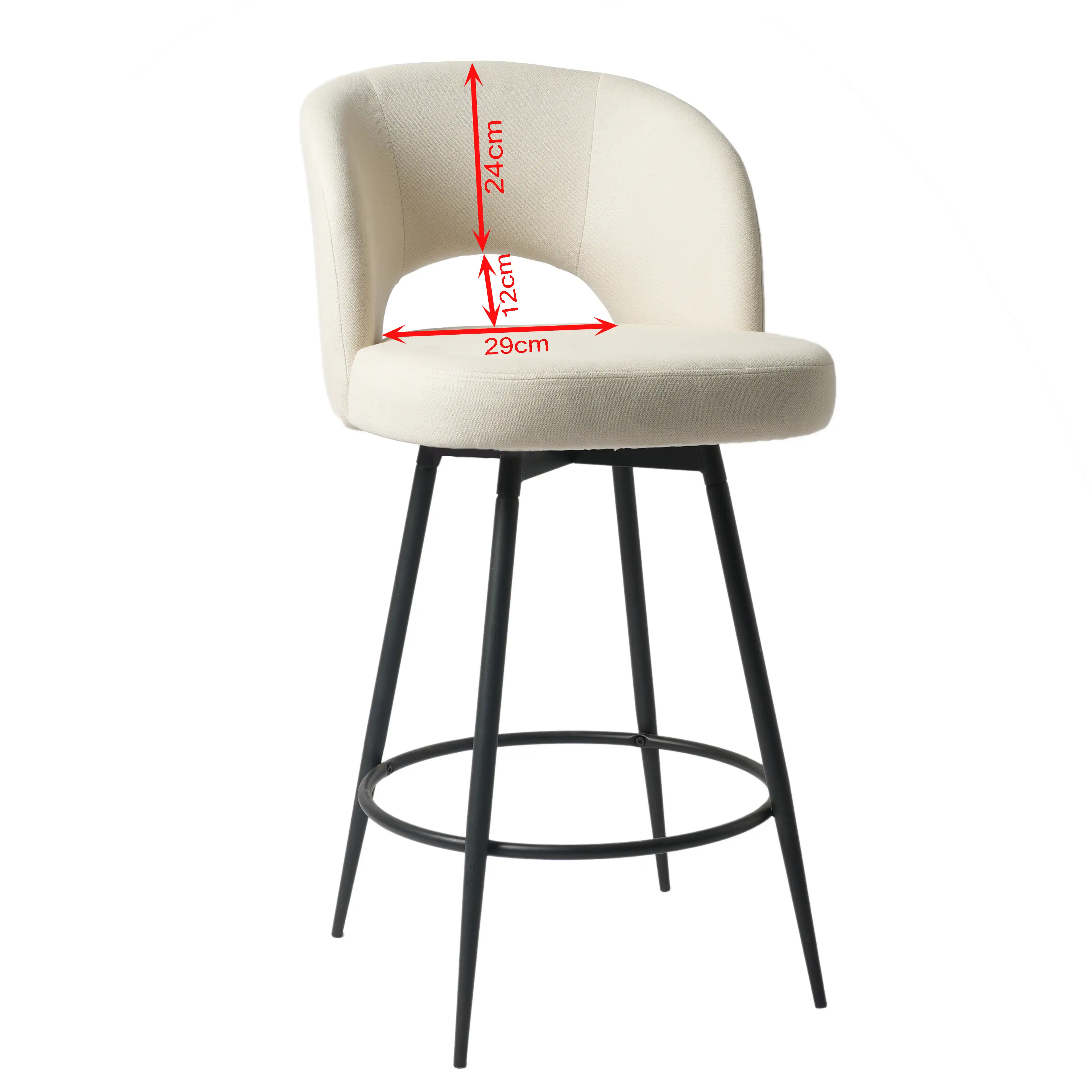 Modern Linen Swivel Bar Stool with Footrest & Metal Legs Modern Linen Swivel Bar Stool with Footrest & Metal Legs