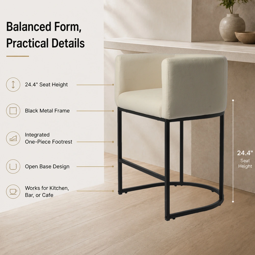 Modern Linen Upholstered Bar Stool with Metal Frame 26 Inch Modern Linen Upholstered Bar Stool with Metal Frame 26 Inch