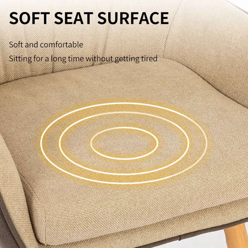 Modern Linen Upholstered Dining Chair with Wooden Legs Modern Linen Upholstered Dining Chair with Wooden Legs