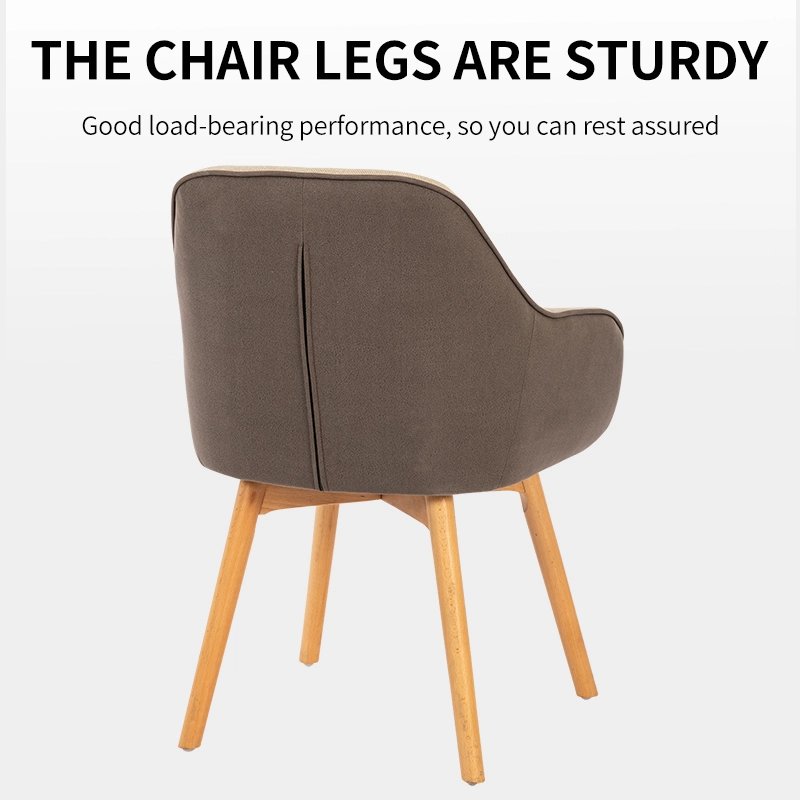 Modern Linen Upholstered Dining Chair with Wooden Legs Modern Linen Upholstered Dining Chair with Wooden Legs