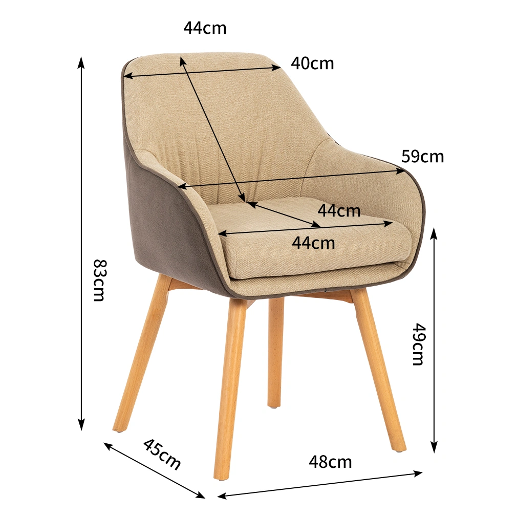 Modern Linen Upholstered Dining Chair with Wooden Legs Modern Linen Upholstered Dining Chair with Wooden Legs