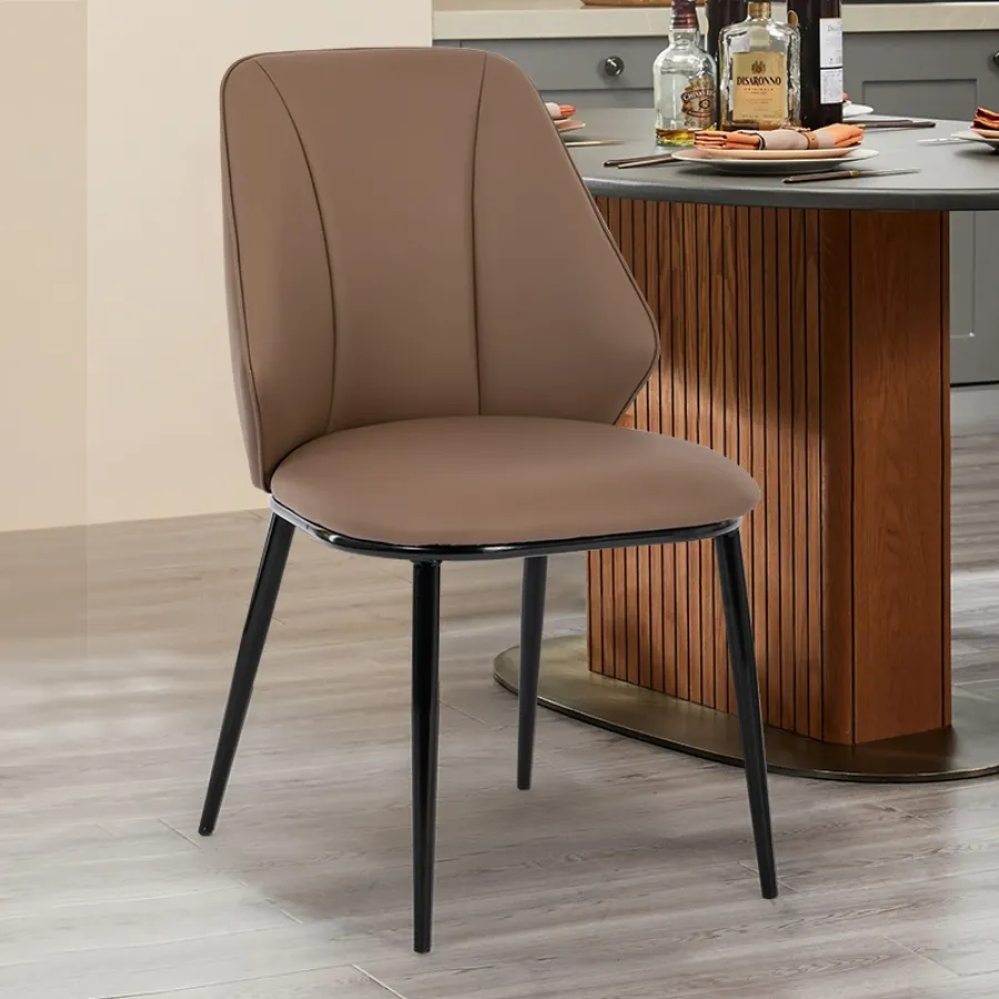 Modern PU Leather Dining Chair with Curved Backrest