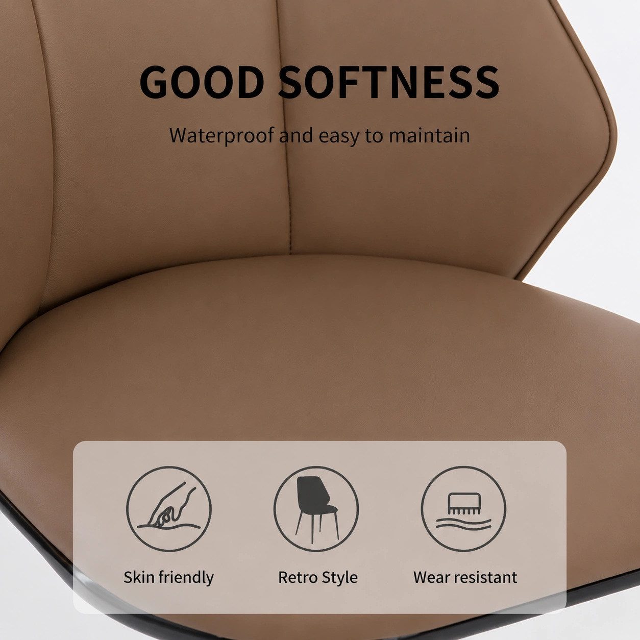 Modern PU Leather Dining Chair with Curved Backrest Modern PU Leather Dining Chair with Curved Backrest