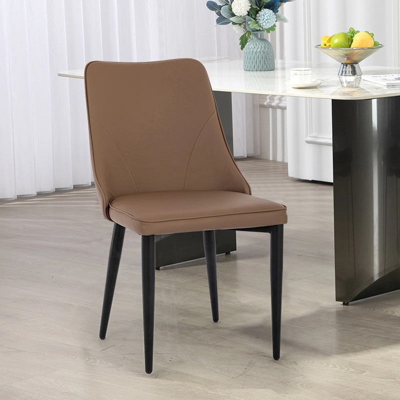 Modern PU Leather Dining Chair with Curved Backrest Design Modern PU Leather Dining Chair with Curved Backrest Design