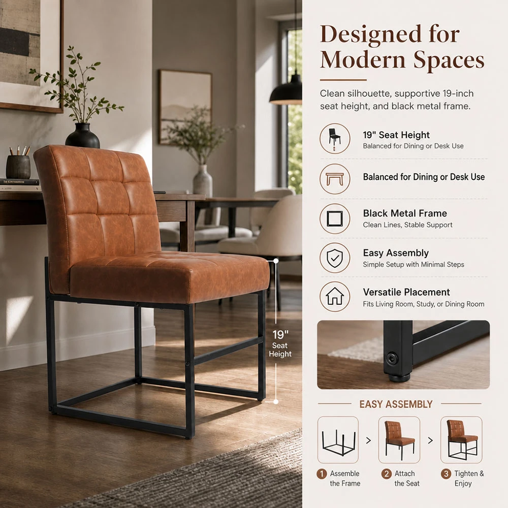 Modern PU Leather Dining Chair with Metal Frame Modern PU Leather Dining Chair with Metal Frame