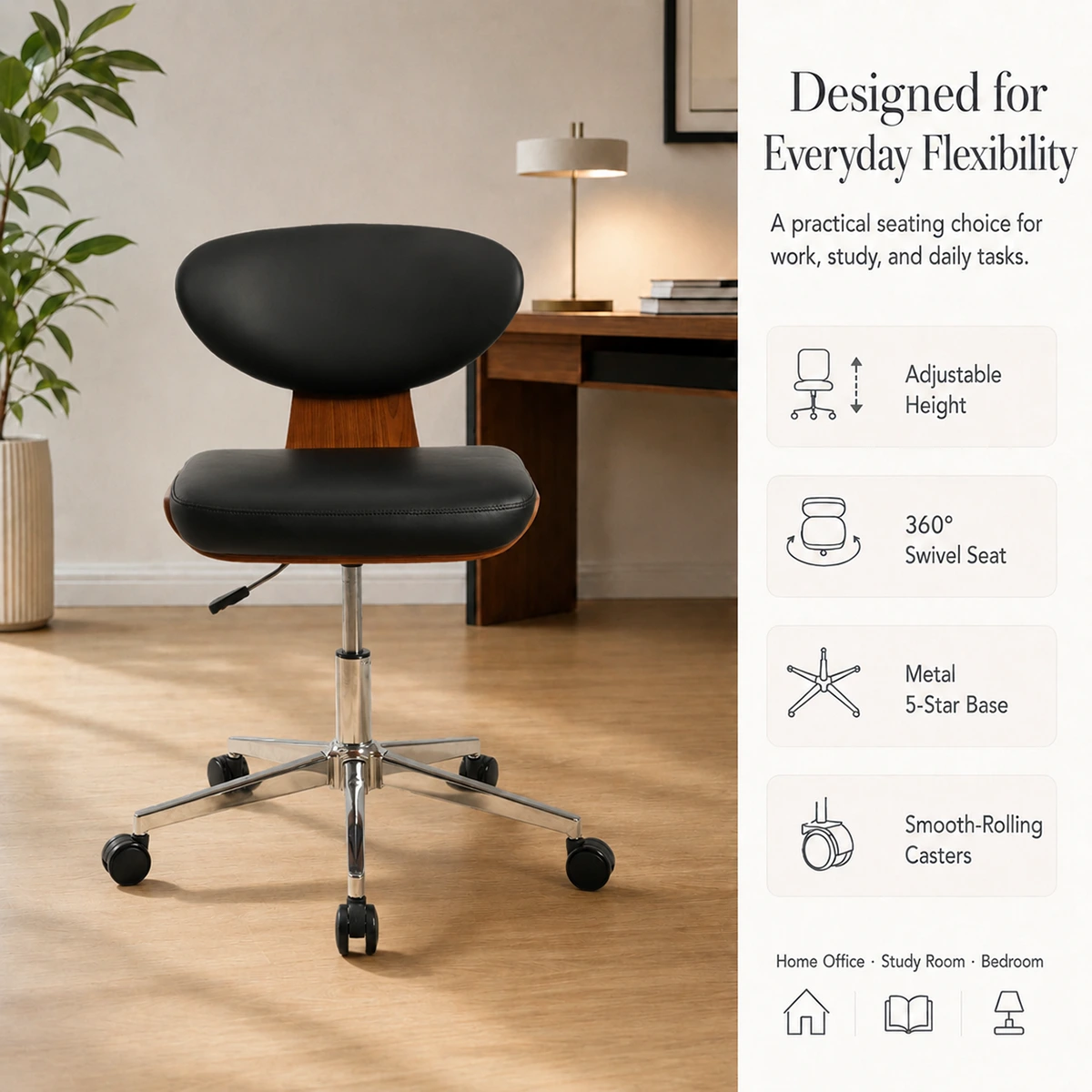 Modern PU Leather Home Office Chair with Swivel Base Modern PU Leather Home Office Chair with Swivel Base