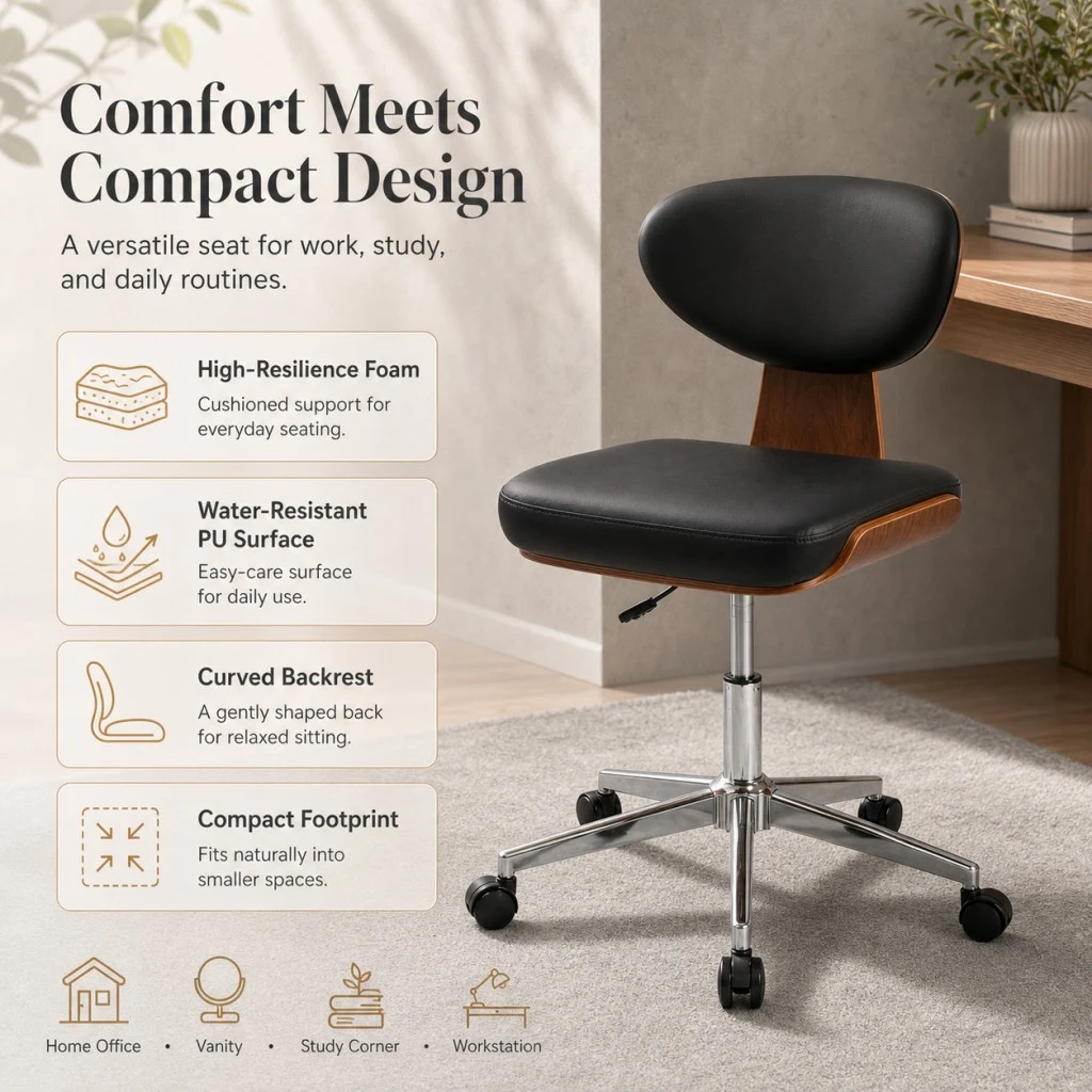 Modern PU Leather Home Office Chair with Swivel Base Modern PU Leather Home Office Chair with Swivel Base