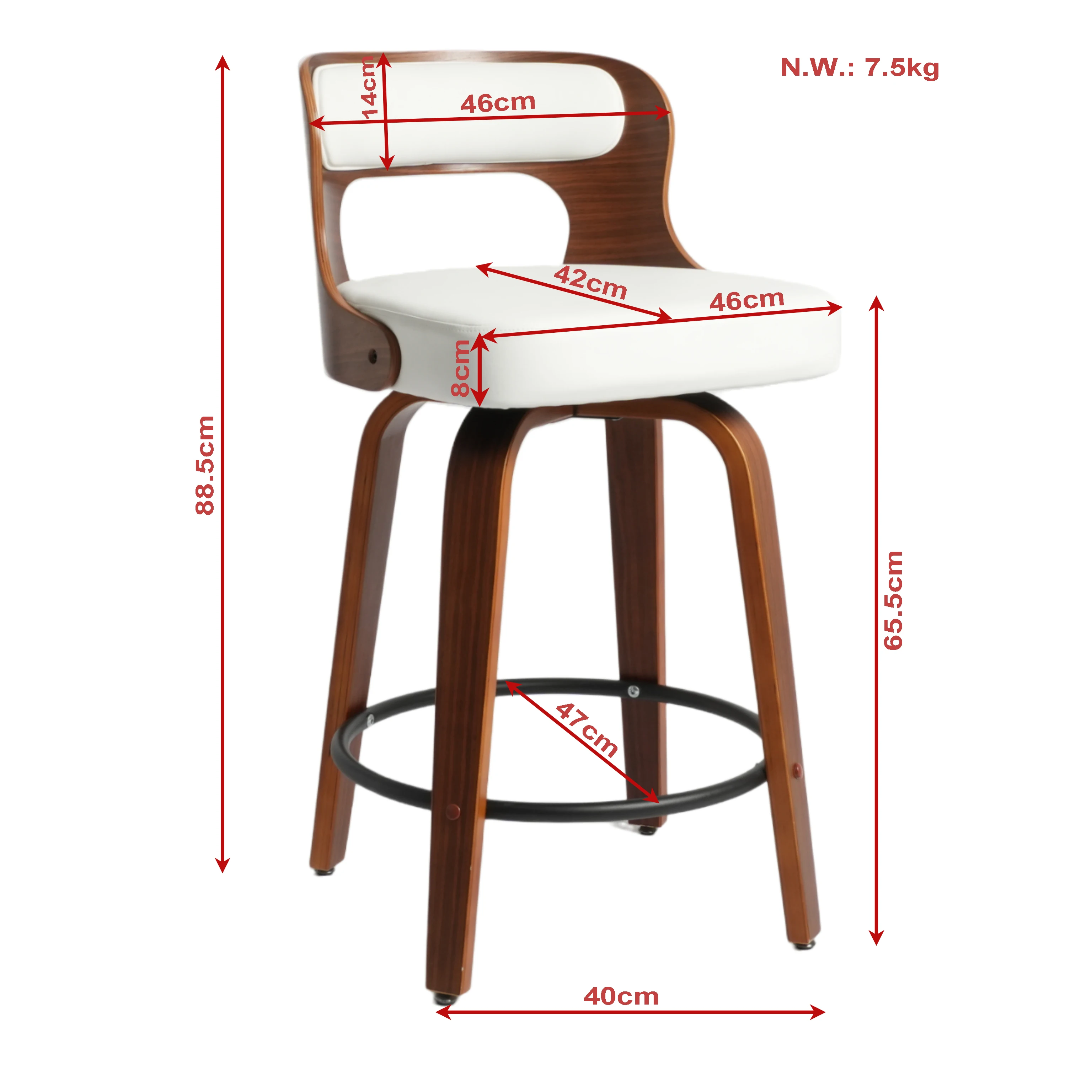Modern PU Upholstered Wooden Bar Stool with Backrest Chair Modern PU Upholstered Wooden Bar Stool with Backrest Chair