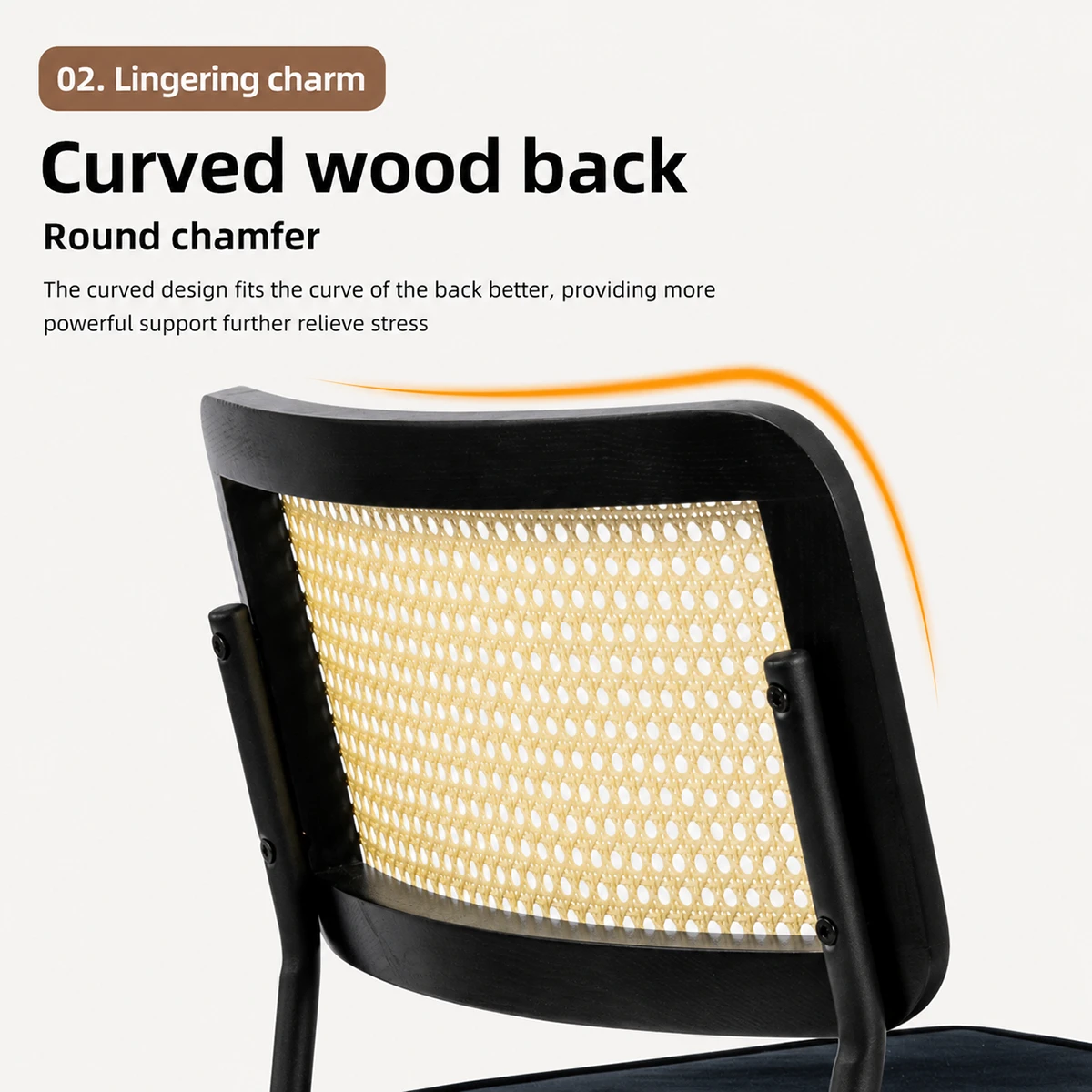 Modern Rattan Back Dining Chair with Upholstered Seat Modern Rattan Back Dining Chair with Upholstered Seat