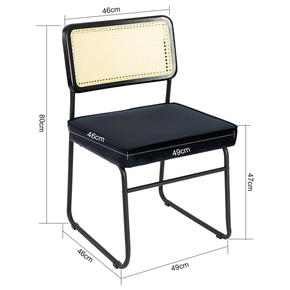 Modern Rattan Back Dining Chair with Upholstered Seat Modern Rattan Back Dining Chair with Upholstered Seat