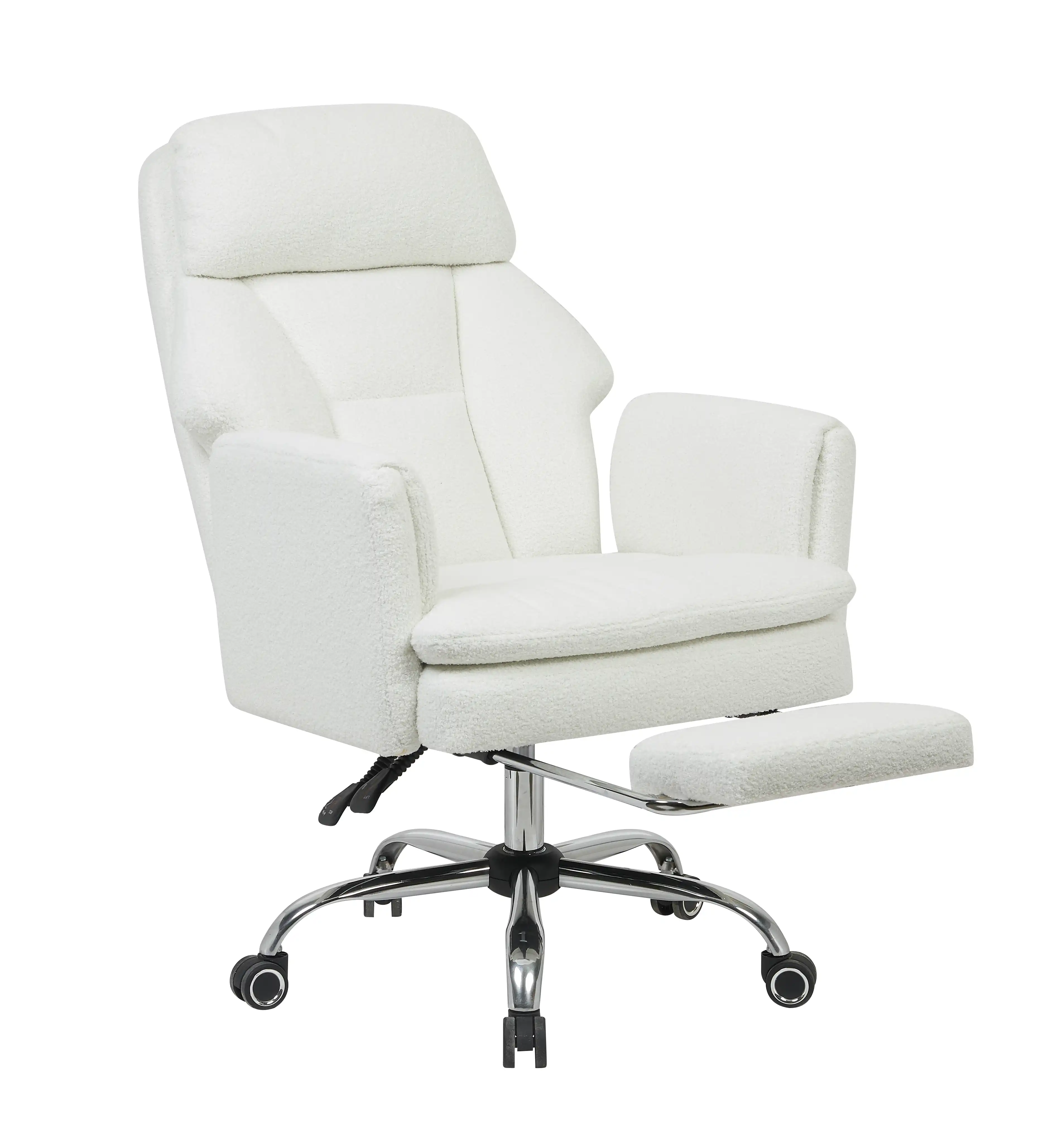 Modern Sherpa Cross-Legged Office Chair with Footrest Modern Sherpa Cross-Legged Office Chair with Footrest