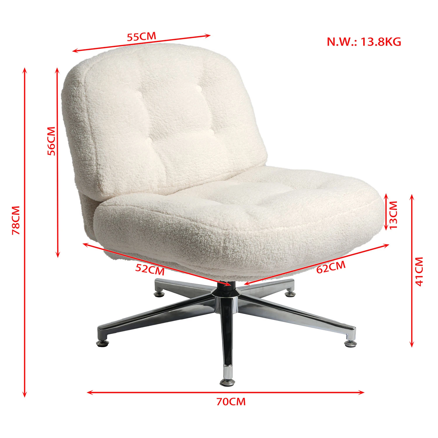 Modern Sherpa Swivel Accent Chair with Metal Base Modern Sherpa Swivel Accent Chair with Metal Base