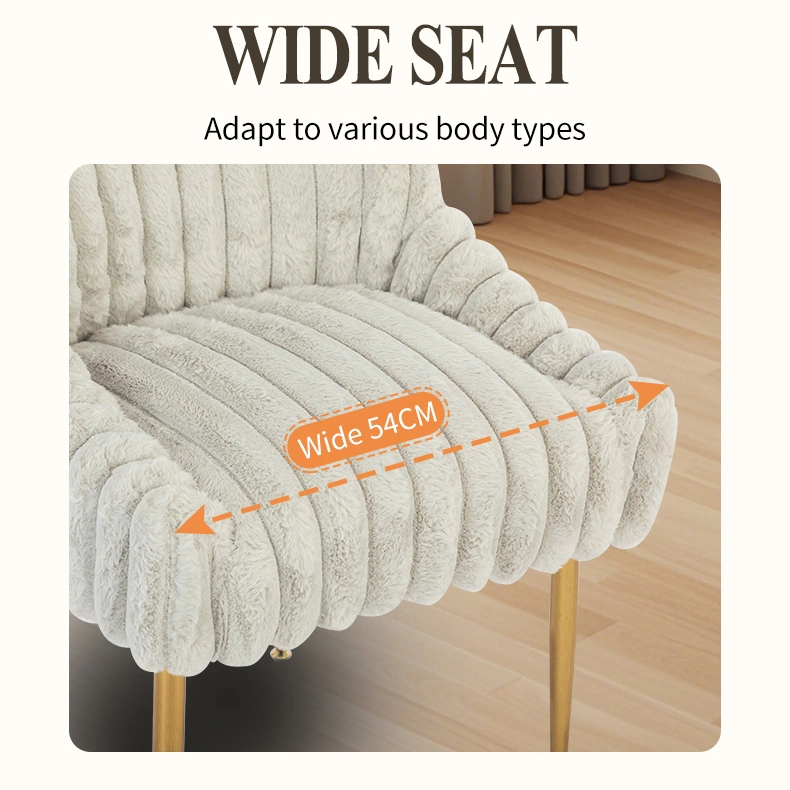 Modern Teddy Fleece Dining Chair with Gold Metal Legs Modern Teddy Fleece Dining Chair with Gold Metal Legs