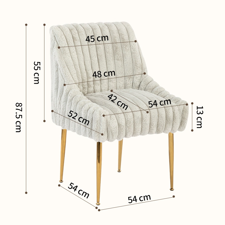 Modern Teddy Fleece Dining Chair with Gold Metal Legs Modern Teddy Fleece Dining Chair with Gold Metal Legs