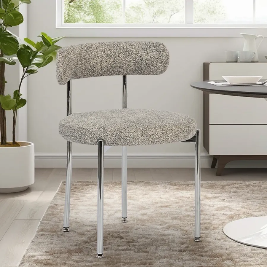 Modern Upholstered Fabric Dining Chair with Curved Backrest