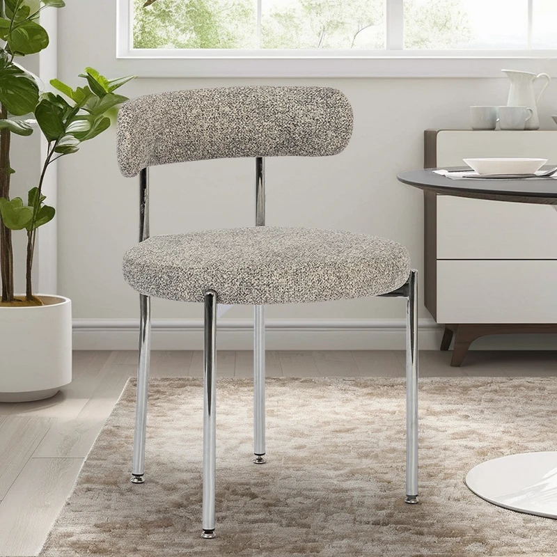 Modern Upholstered Fabric Dining Chair with Curved Backrest Modern Upholstered Fabric Dining Chair with Curved Backrest