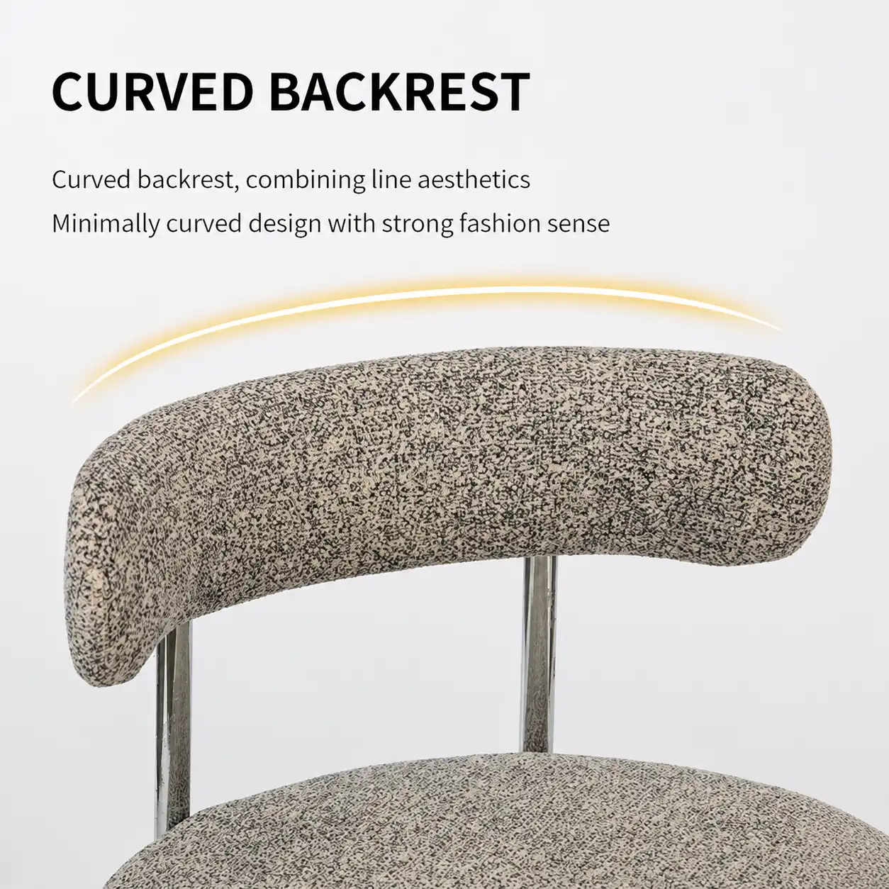 Modern Upholstered Fabric Dining Chair with Curved Backrest Modern Upholstered Fabric Dining Chair with Curved Backrest