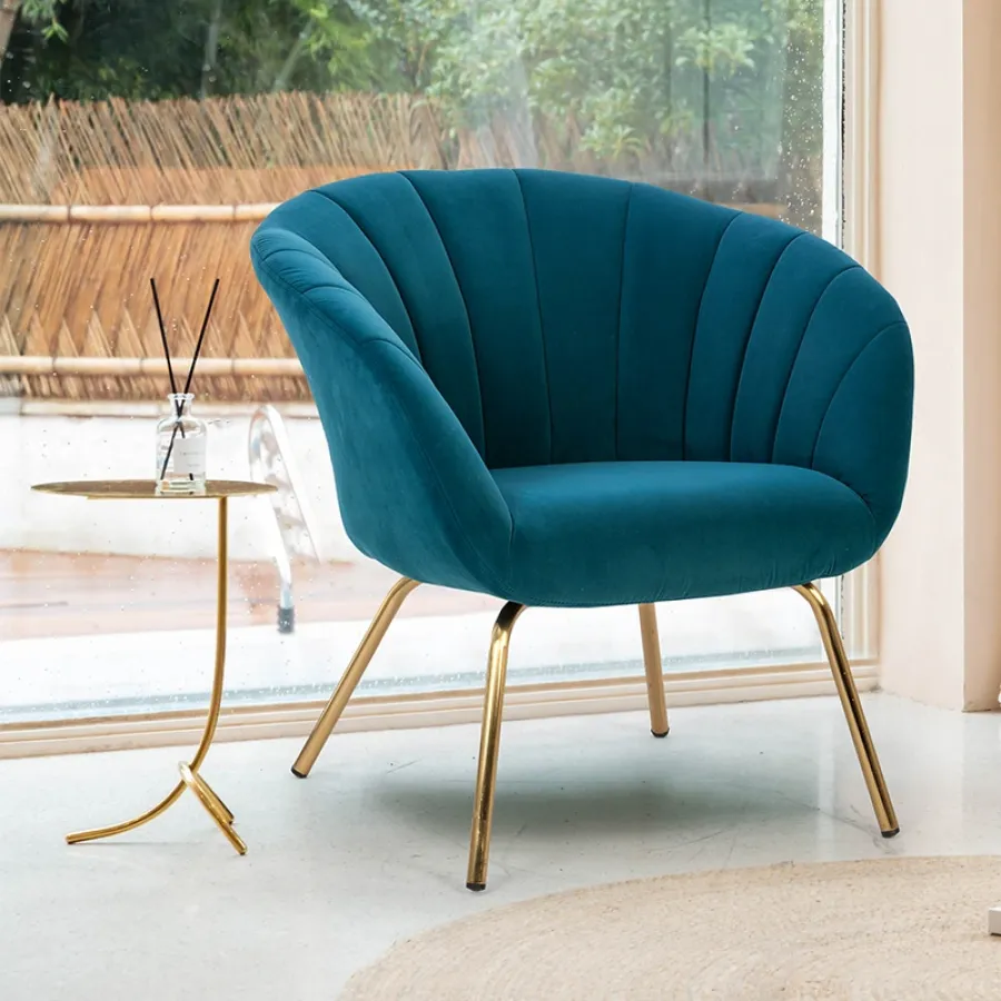Modern Velvet Accent Chair with Curved Backrest Design