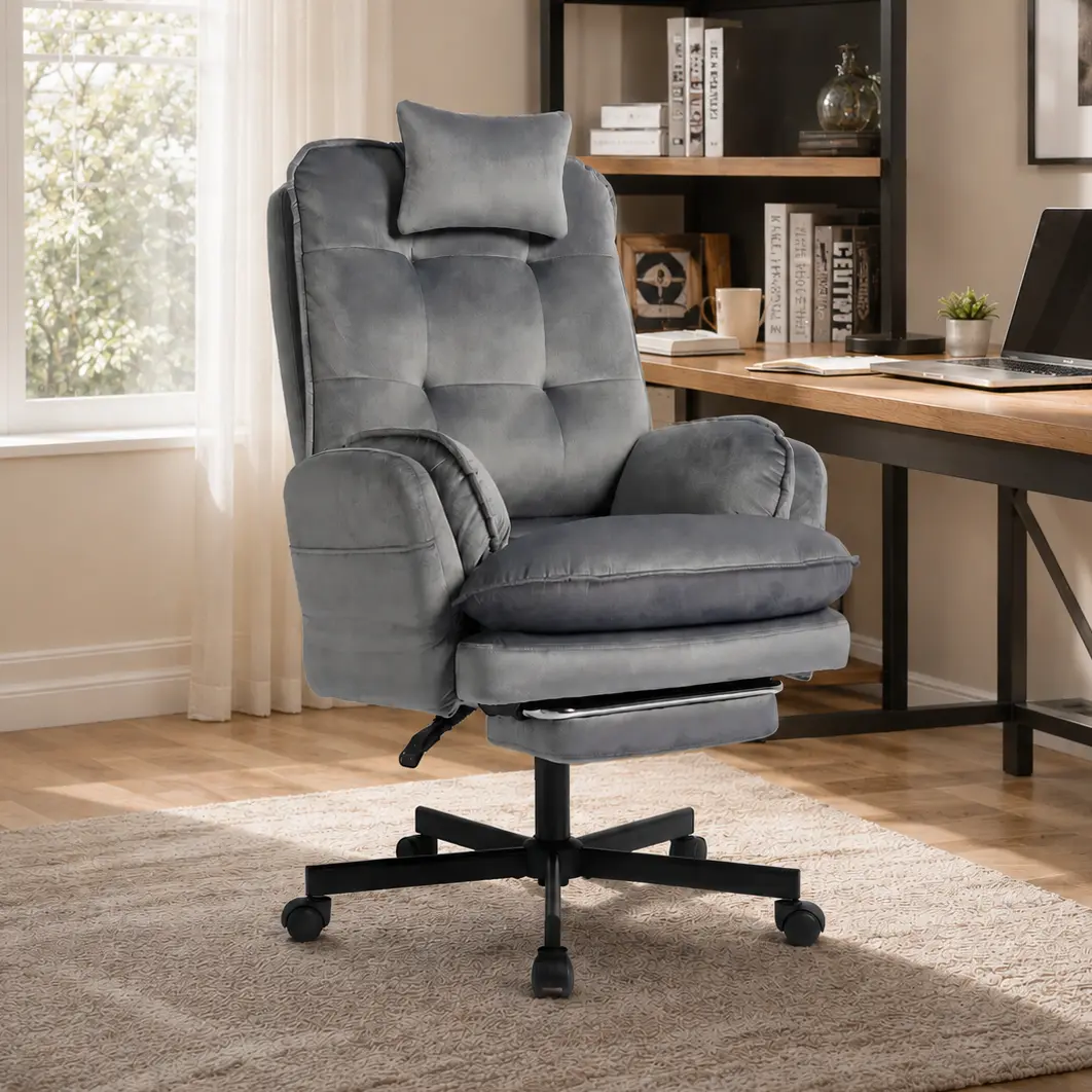 Modern Velvet Cross-Leg Office Chair, Adjustable Height Modern Velvet Cross-Leg Office Chair, Adjustable Height