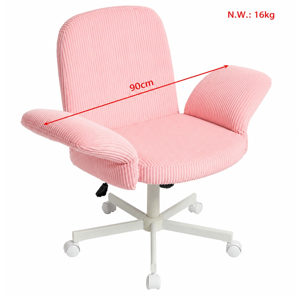 Pink Corduroy Cross-Legged Swivel Home Office Chair Pink Corduroy Cross-Legged Swivel Home Office Chair