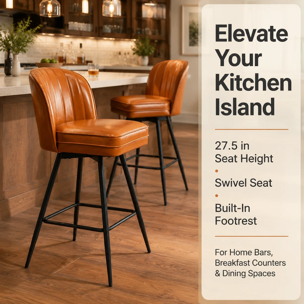 Modern PU Leather Bar Stool with Metal Legs Kitchen Island Modern PU Leather Bar Stool with Metal Legs Kitchen Island