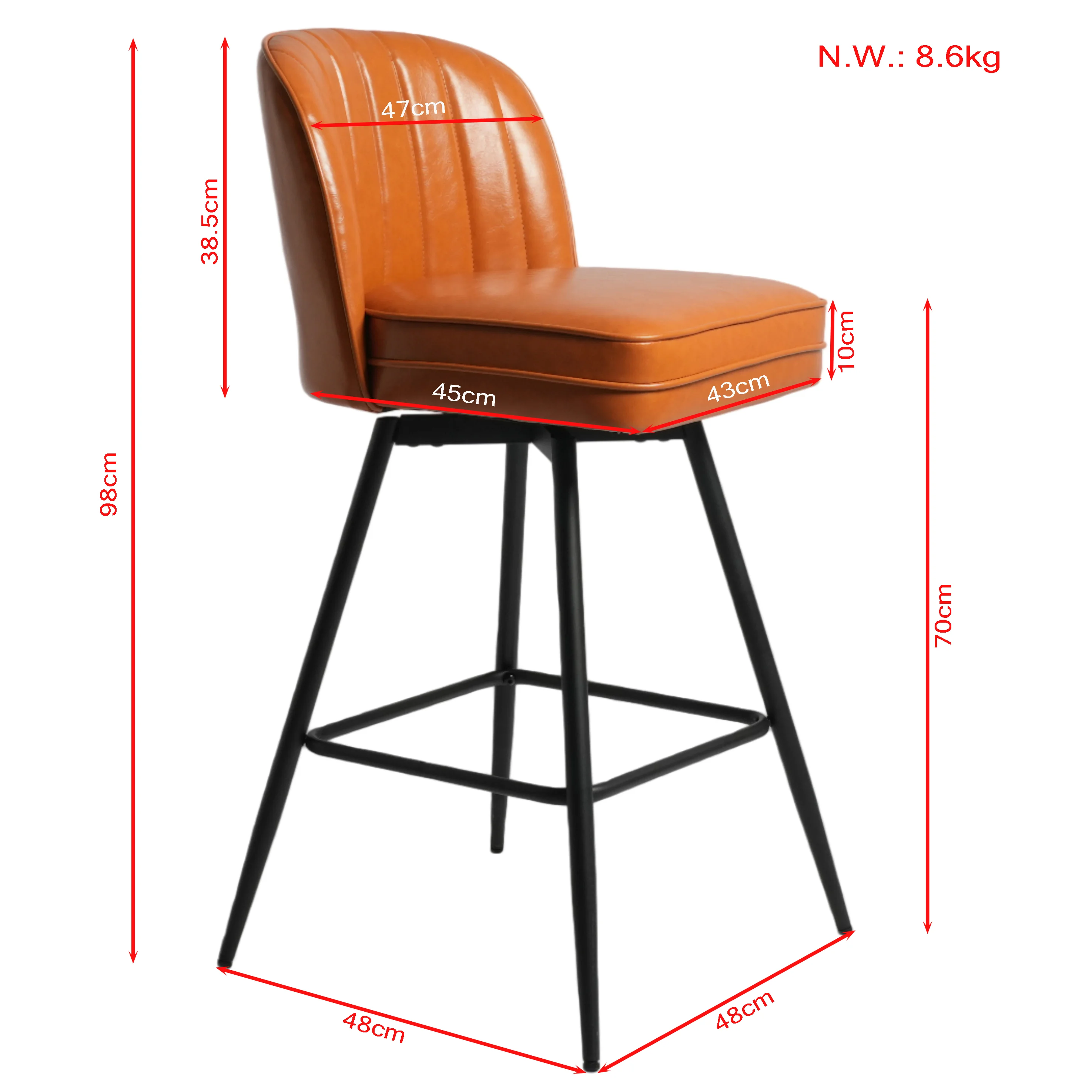 Modern PU Leather Bar Stool with Metal Legs Kitchen Island Modern PU Leather Bar Stool with Metal Legs Kitchen Island