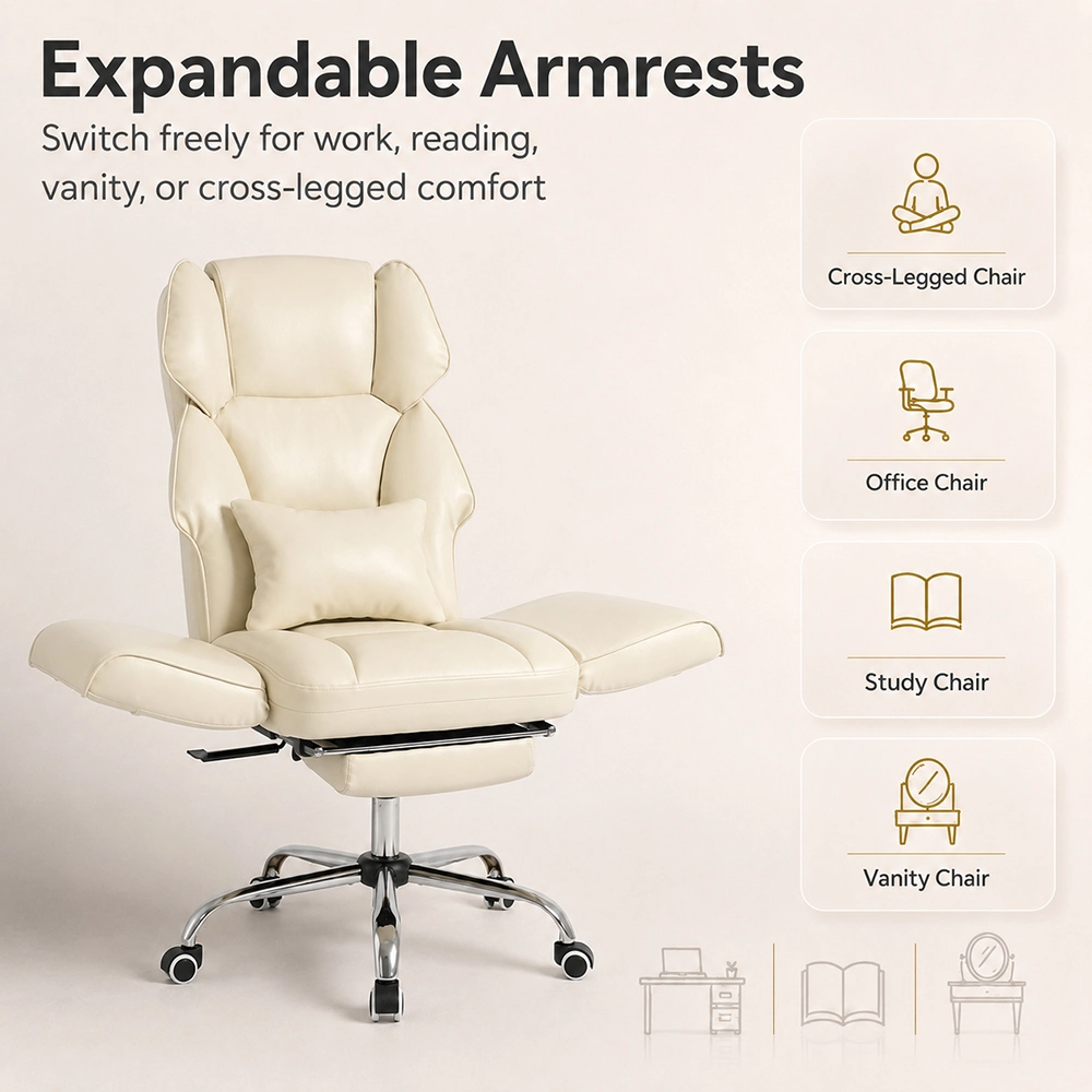 PU Leather Wide Criss Cross Office Chair with Flip-Up Arms PU Leather Wide Criss Cross Office Chair with Flip-Up Arms