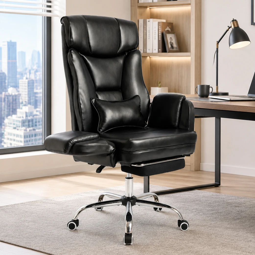 PU Leather Criss Cross Office Chair with Adjustable Headrest PU Leather Criss Cross Office Chair with Adjustable Headrest