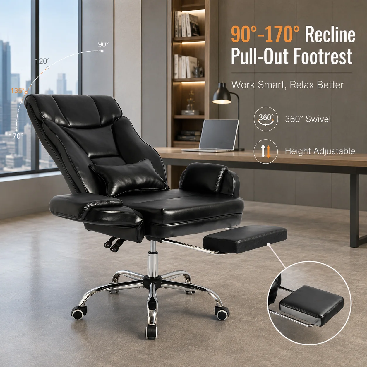 PU Leather Criss Cross Office Chair with Adjustable Headrest PU Leather Criss Cross Office Chair with Adjustable Headrest