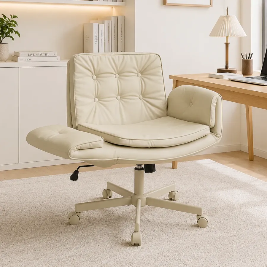 PU Leather Criss Cross Office Chair with Adjustable Arms