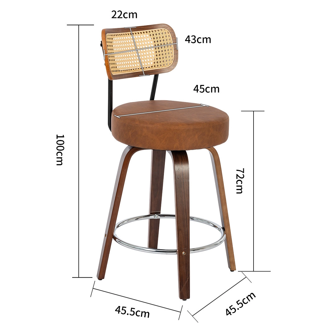 PU Leather Rattan Back Bar Stool with Bentwood Legs PU Leather Rattan Back Bar Stool with Bentwood Legs