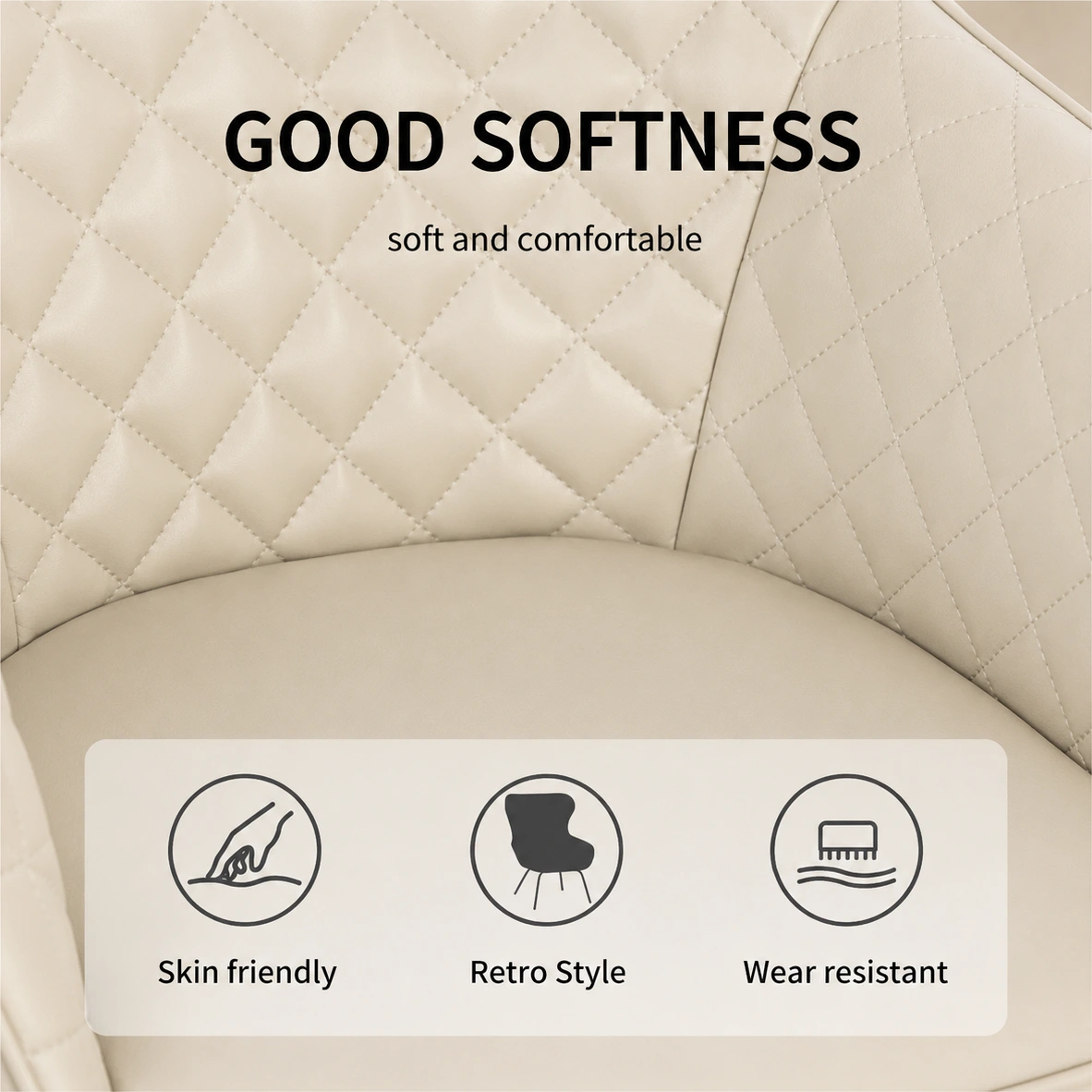 Quilted PU Leather Dining Chair with Gold Metal Legs Quilted PU Leather Dining Chair with Gold Metal Legs