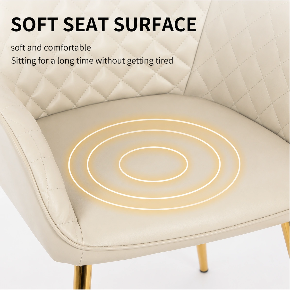Quilted PU Leather Dining Chair with Gold Metal Legs Quilted PU Leather Dining Chair with Gold Metal Legs