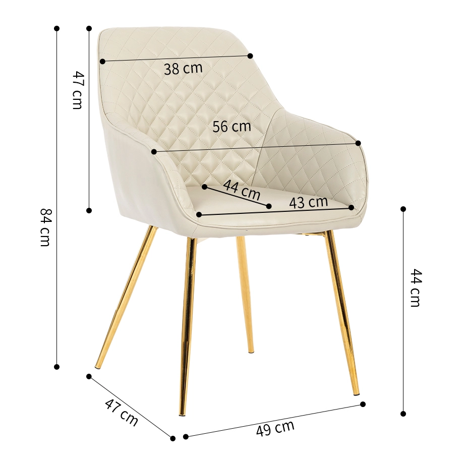 Quilted PU Leather Dining Chair with Gold Metal Legs Quilted PU Leather Dining Chair with Gold Metal Legs