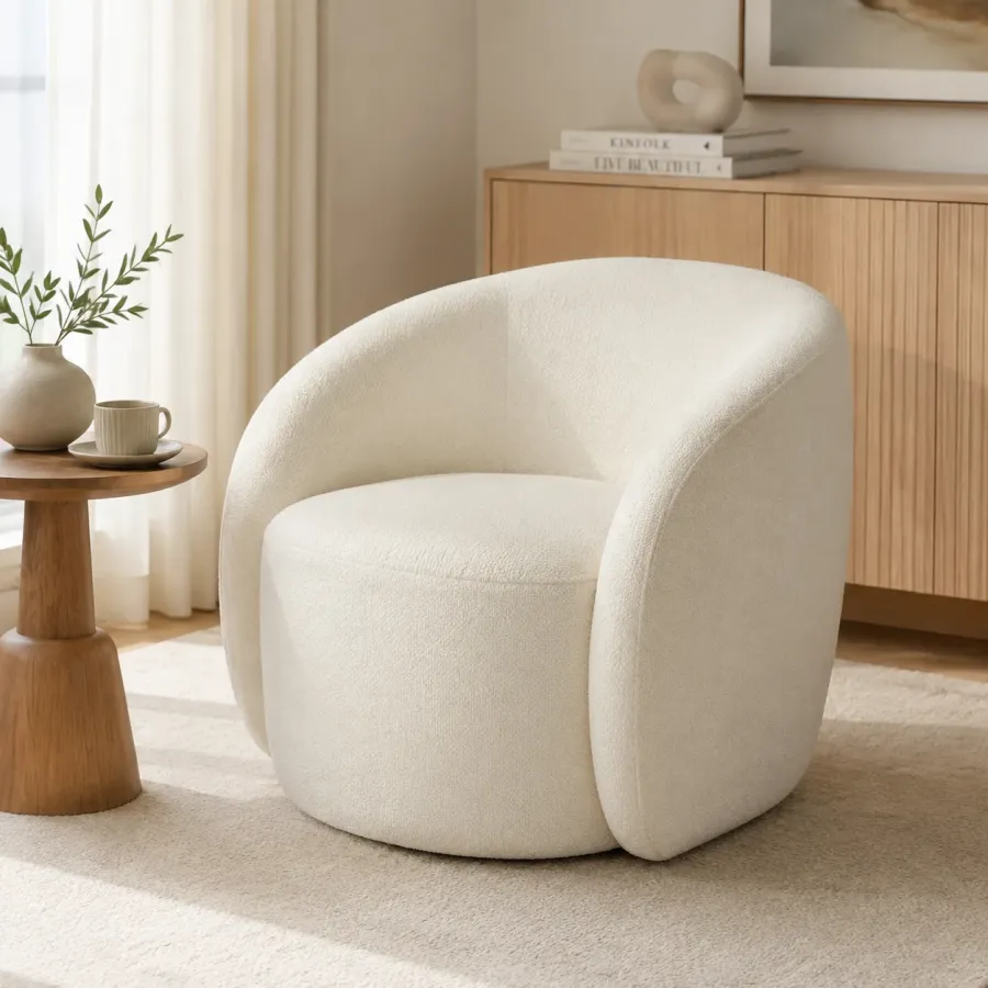 Sherpa Accent Chair with Plush Cushion for Living Room
