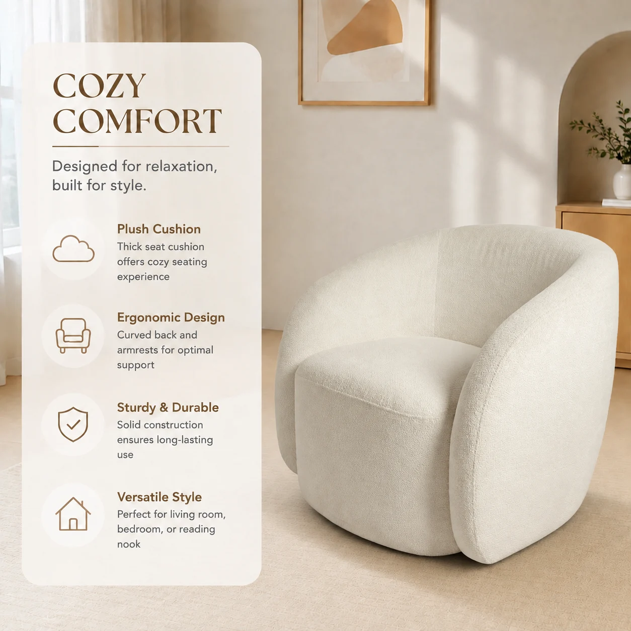 Sherpa Accent Chair with Plush Cushion for Living Room Sherpa Accent Chair with Plush Cushion for Living Room