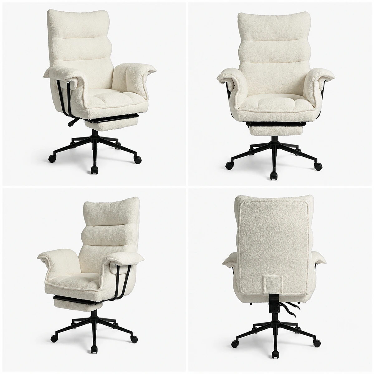 Sherpa Fabric Ergonomic Office Chair with Footrest Sherpa Fabric Ergonomic Office Chair with Footrest