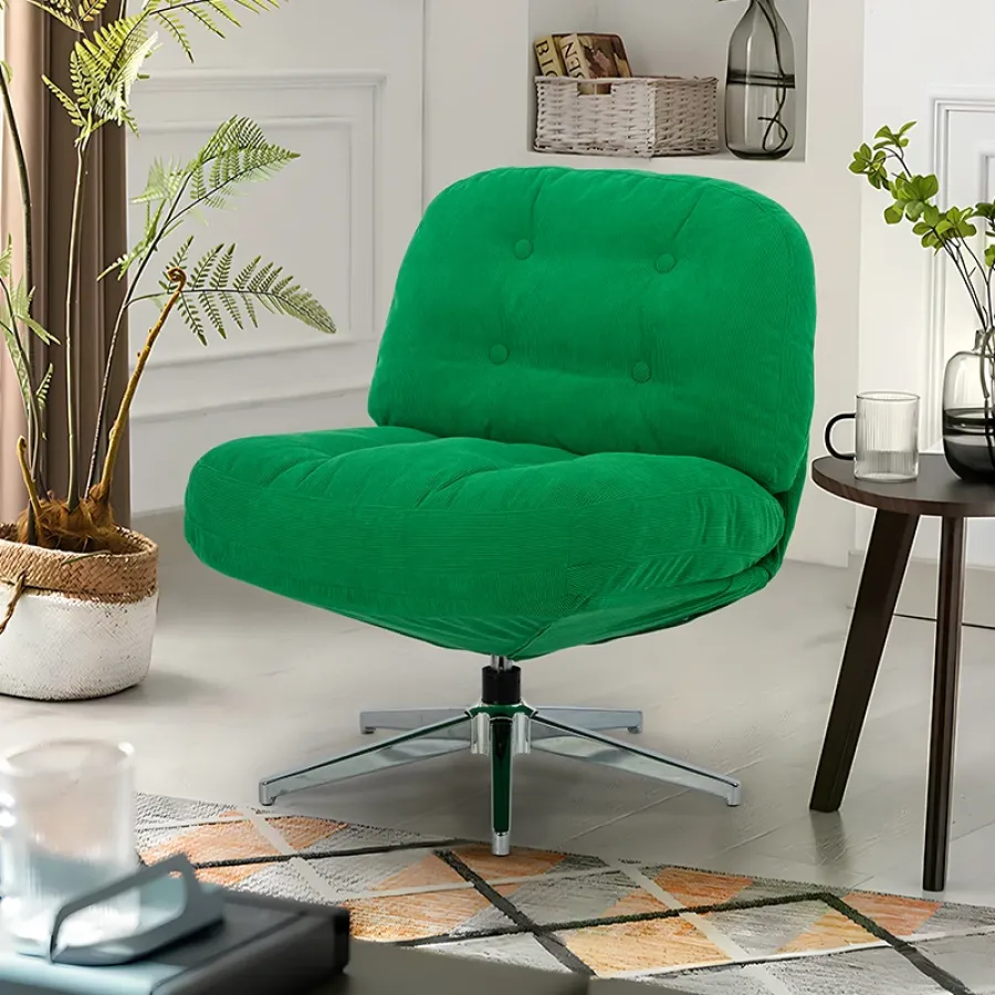 Swivel Corduroy Accent Chair with 360° Rotation
