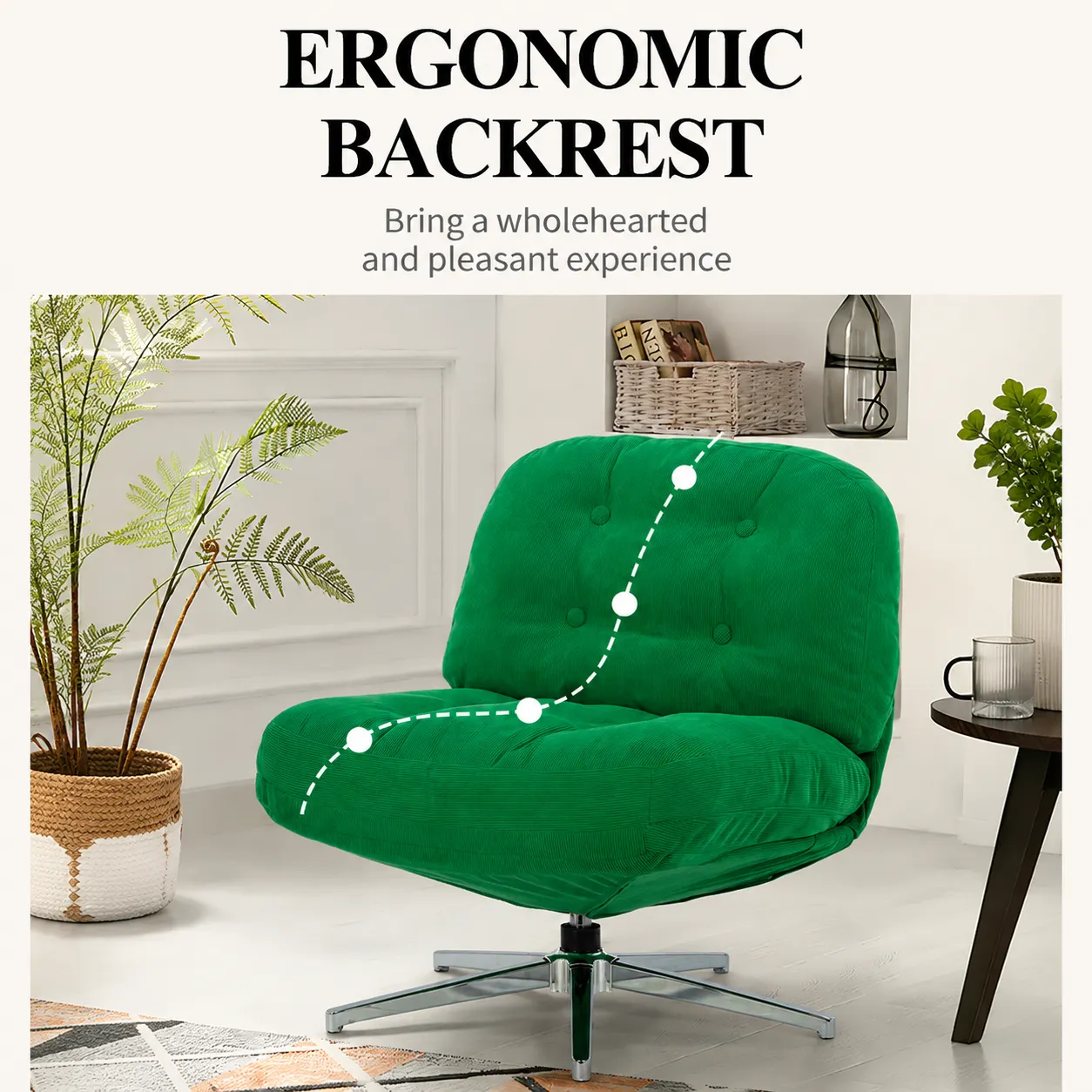Swivel Corduroy Accent Chair with 360° Rotation Swivel Corduroy Accent Chair with 360° Rotation