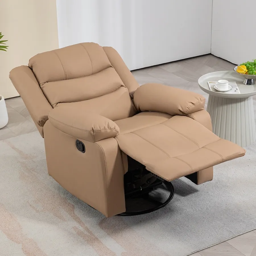 Swivel PU Leather Recliner Chair with Adjustable Footrest