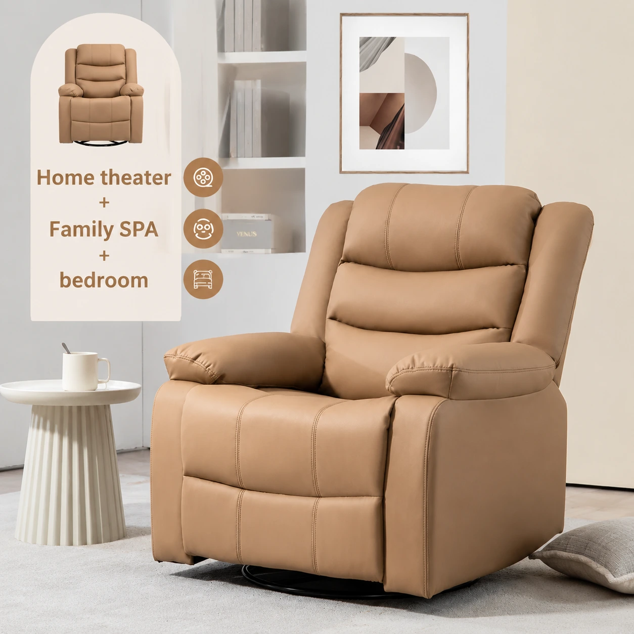 Swivel PU Leather Recliner Chair with Adjustable Footrest Swivel PU Leather Recliner Chair with Adjustable Footrest