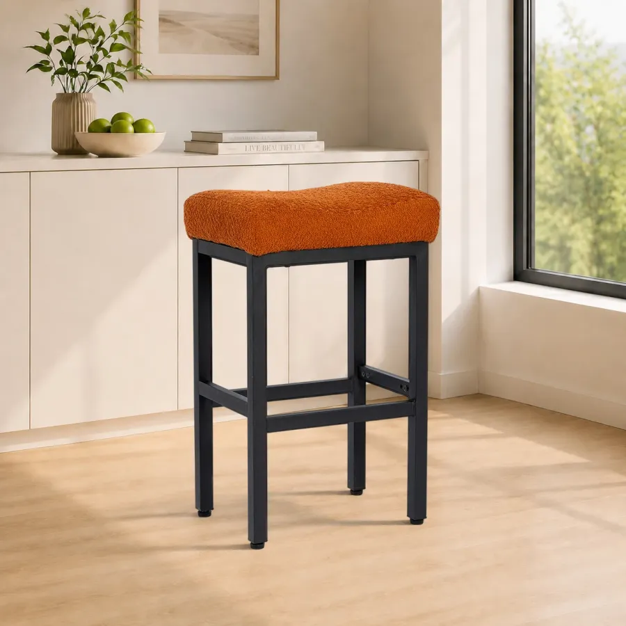 Teddy Upholstery Bar Stool with Metal Frame for Kitchen