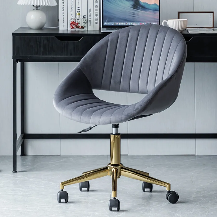 Velvet Leisure Chair with Ergonomic Swivel Base for Home