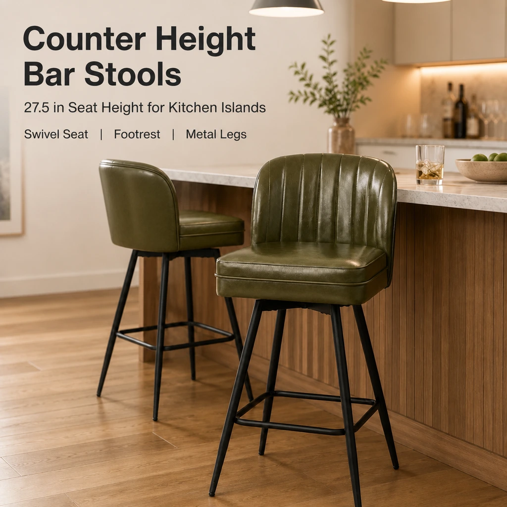 Vintage PU Leather Bar Stool with Metal Legs for Kitchen Vintage PU Leather Bar Stool with Metal Legs for Kitchen