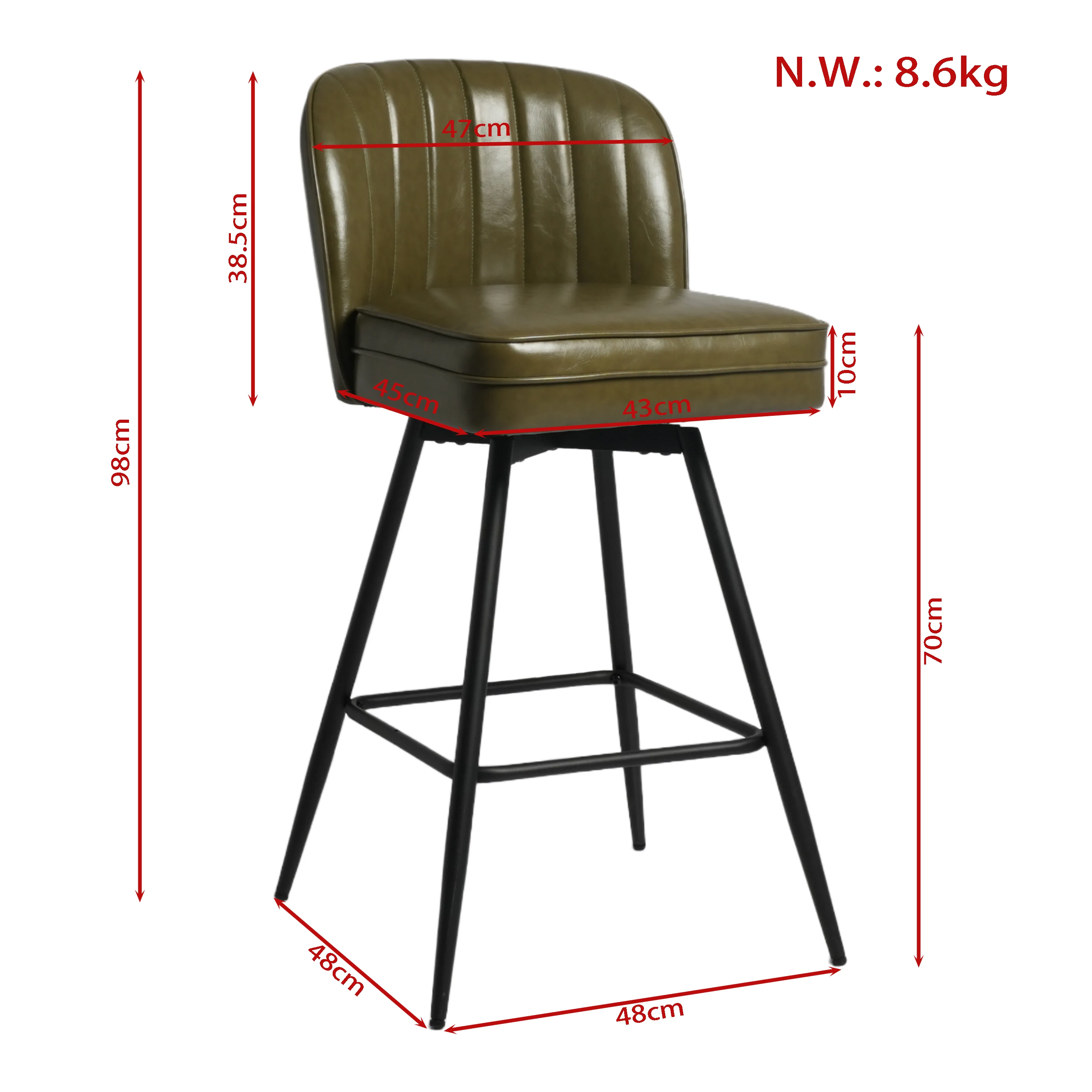 Vintage PU Leather Bar Stool with Metal Legs for Kitchen Vintage PU Leather Bar Stool with Metal Legs for Kitchen